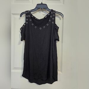 Cyrus Black Blouse with Eyelet Accents